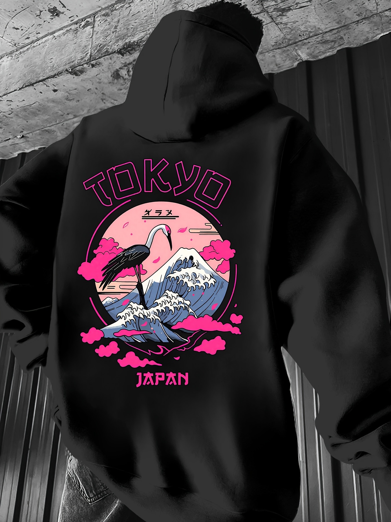 Street Fashion Tokyo - Męska bluza z kapturem z nadrukiem
