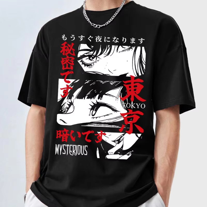 Męska koszulka Y2K z motywem a – Street Fashion Tokyo recenzja i cena