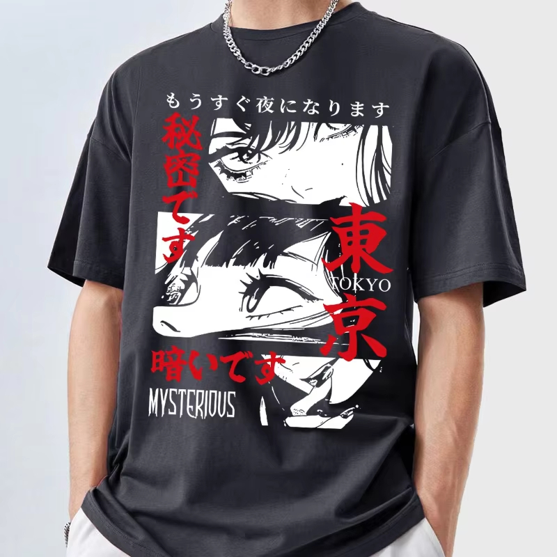 Męska koszulka Y2K z motywem a – Street Fashion Tokyo recenzja i cena