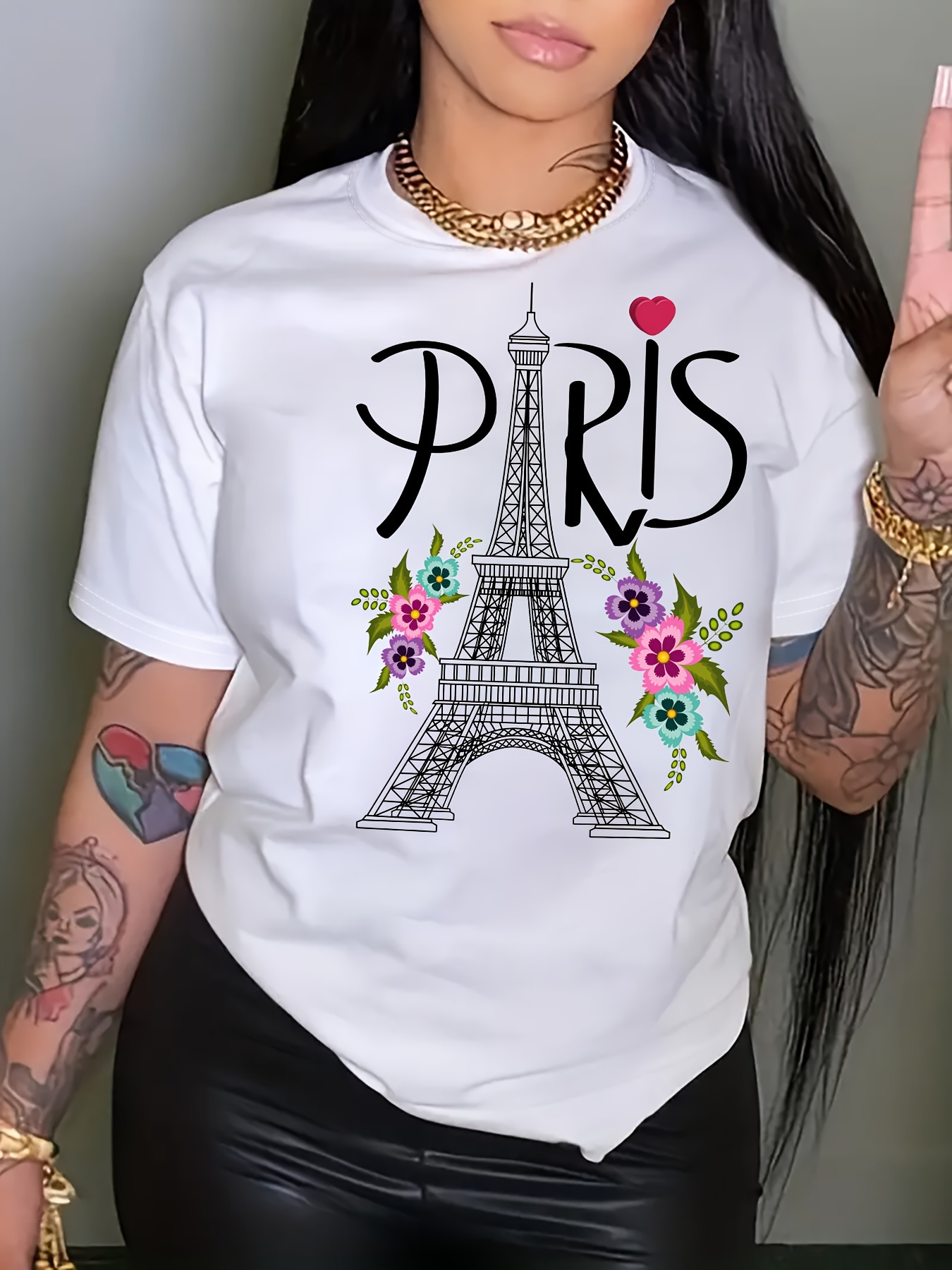 Krótki rękaw, nadruk Wieży Eif – Street Fashion In Paris recenzja i cena